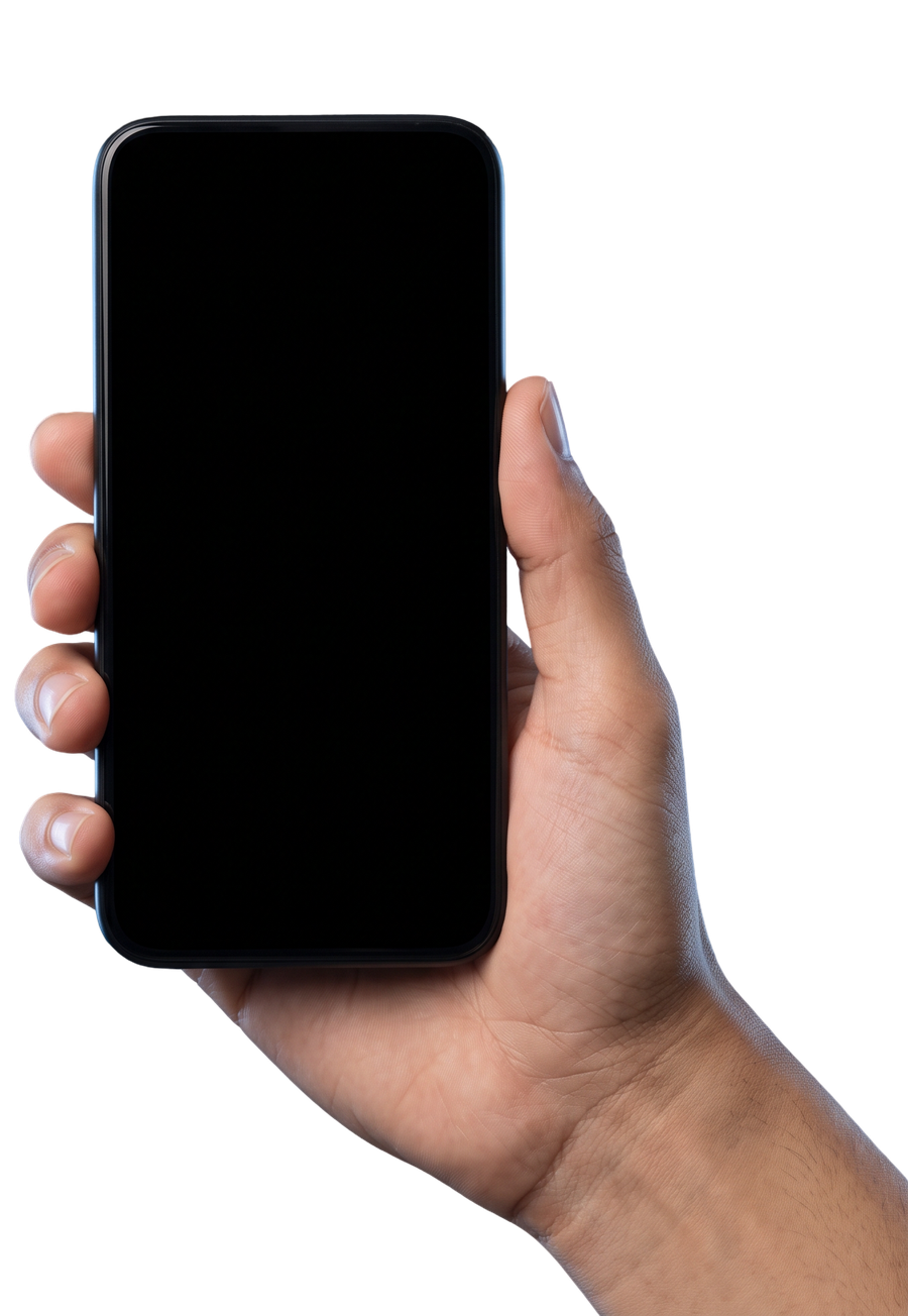 A hand holding a phone showing the Modest Titan app